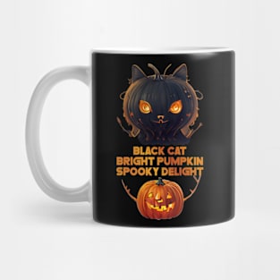 halloween, cat and pumpkin Mug